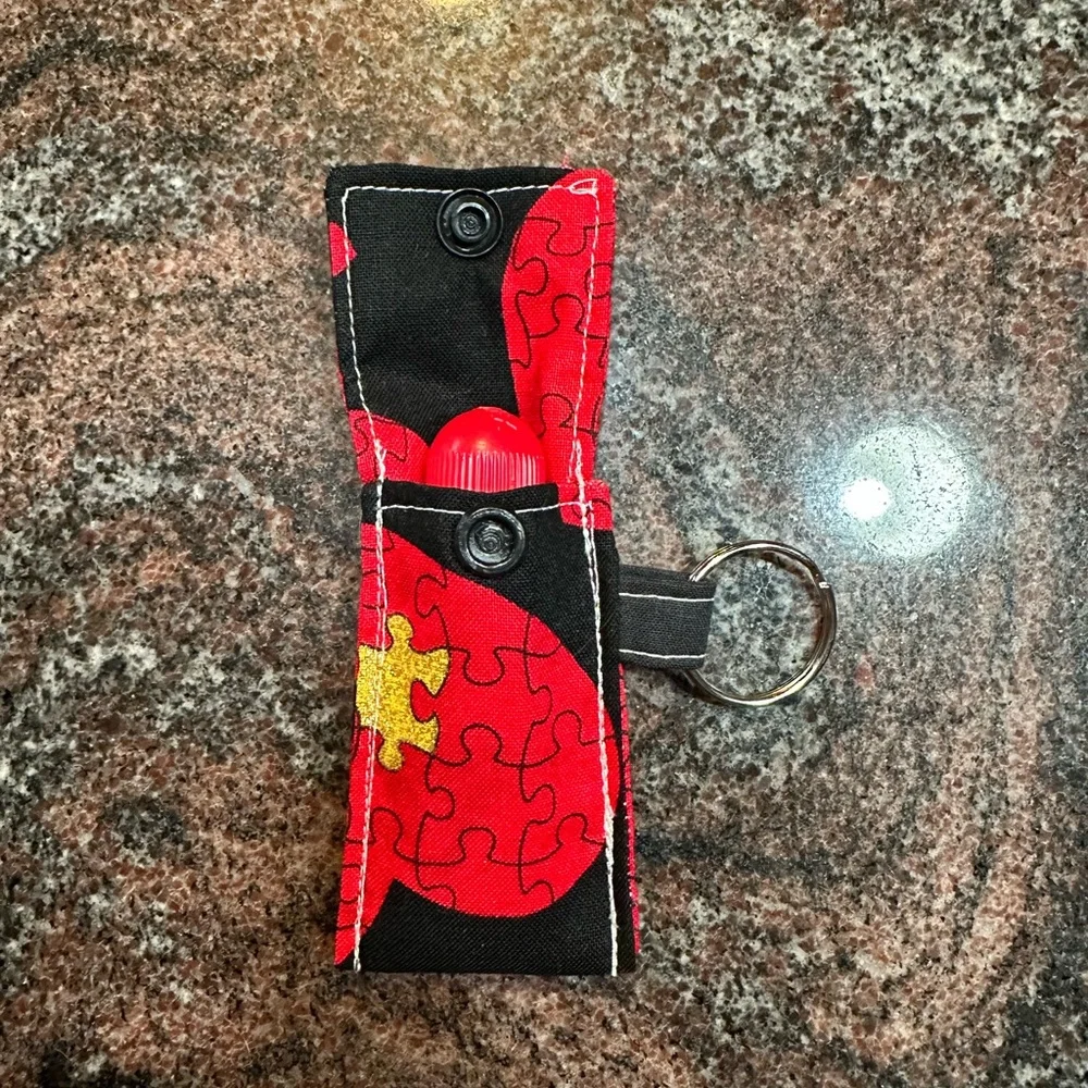 Handmade lip balm holder keychain- Puzzle pieces